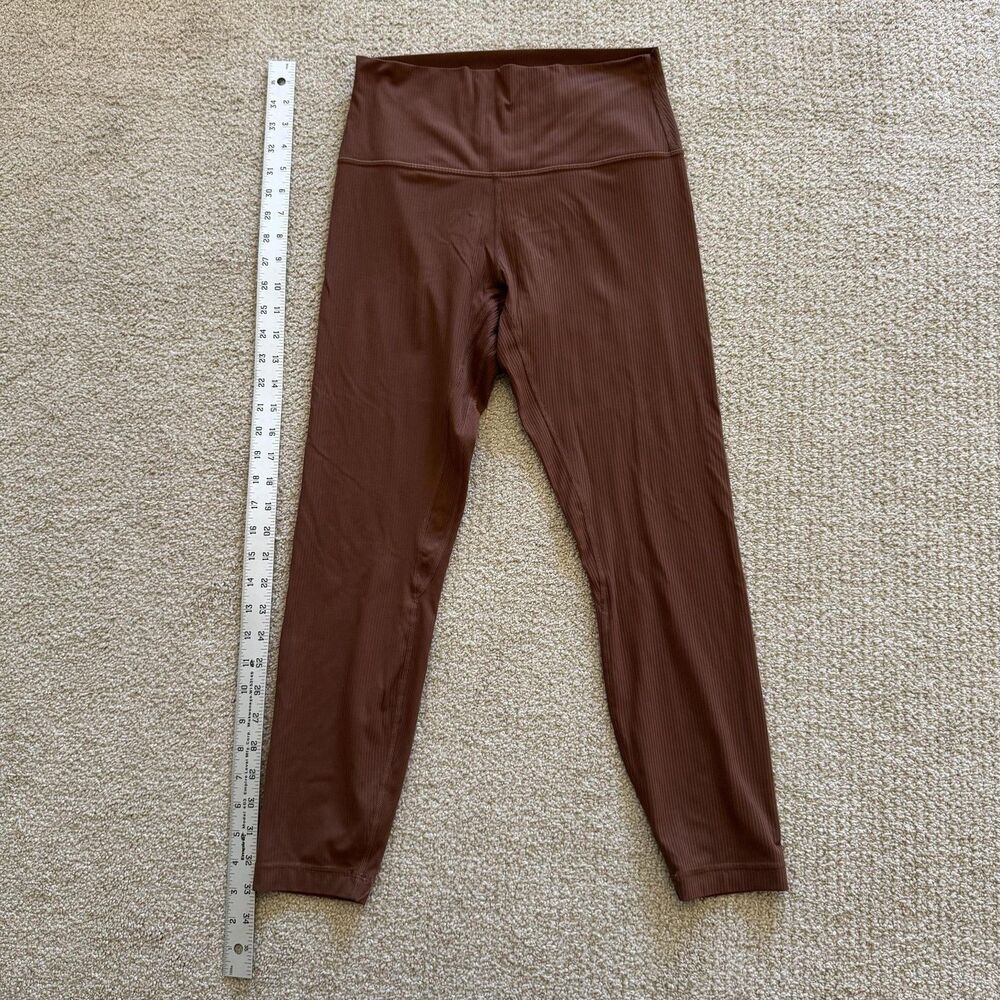 Lululemon Leggings Womens 8 Brown High Rise Ribbed Ankle Yoga Stretch Slim Fit